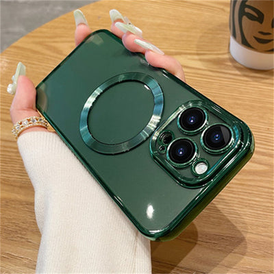 Creative Lens Film Plating Magnetic Suction Phone Case Protector For iPhone 14