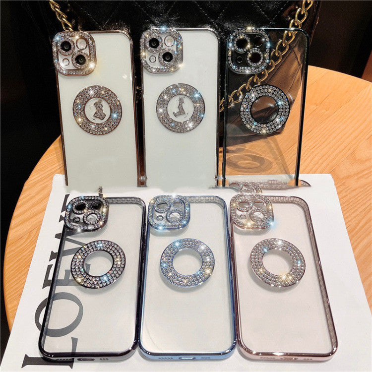 Diamond Ring Phone Case Diamond Electroplating Soft For iPhone 14