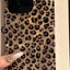 New All-inclusive High-grade Feather Yarn Brown Leopard Printed Phone Case For iPhone 16