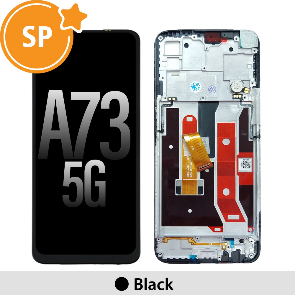 LCD Screen Digitizer Replacement with Frame for OPPO A73 5G 4907746 (Service Pack)-Black