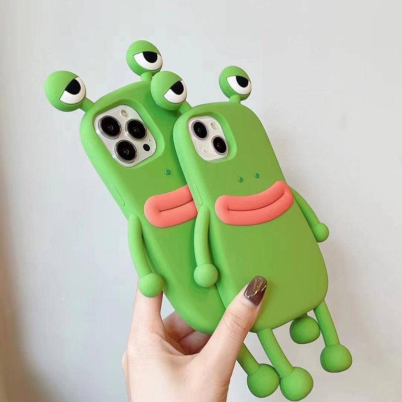 Funny Silicone 3D Frog Phone Case For IPhone 14 13 Cartoon Cute Shockproof Bumper Cover - MyMobile