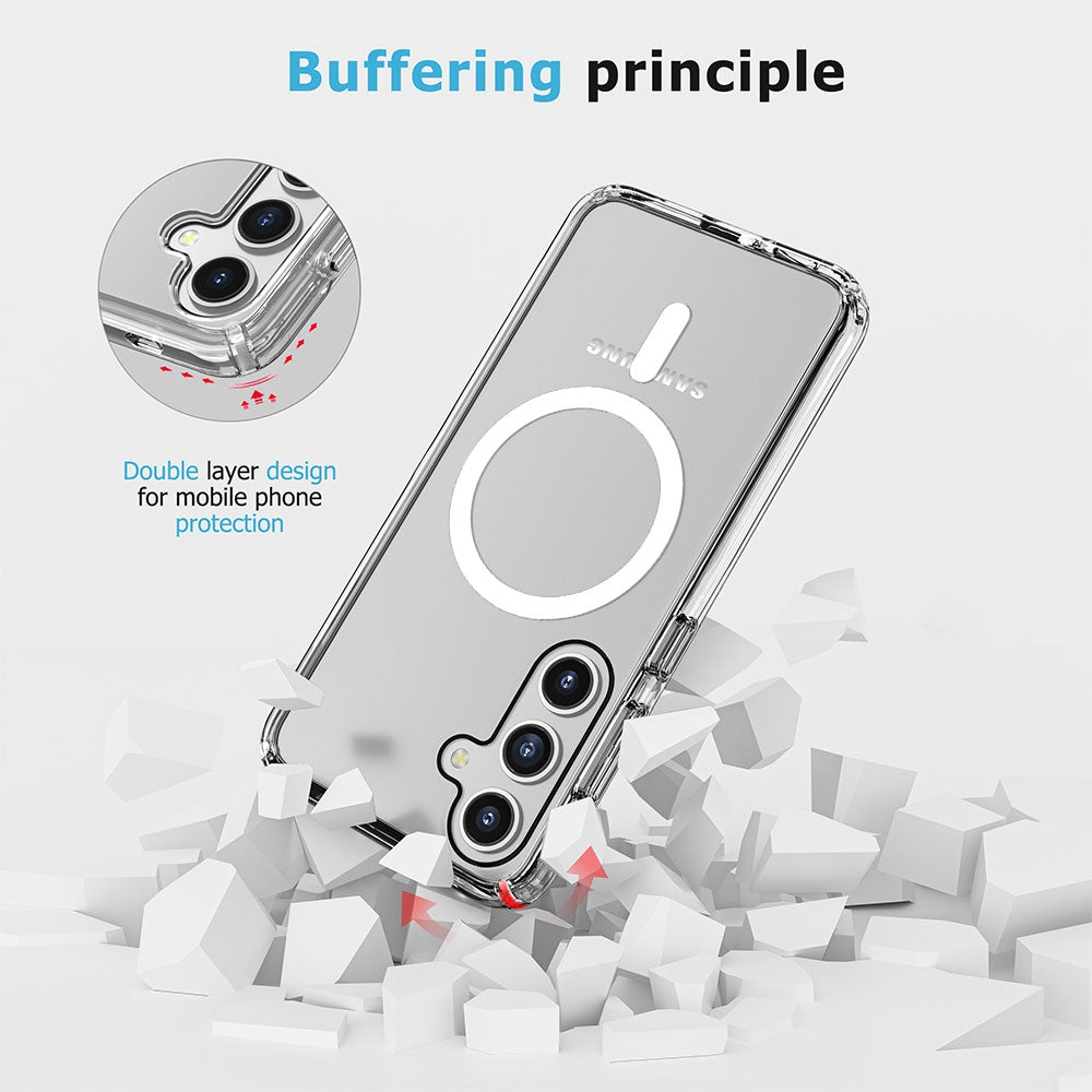 UTIA Shockproof Transparent Case Cover With Magnetic Ring for Samsung Galaxy S24 Plus / S25 Plus-Transparent