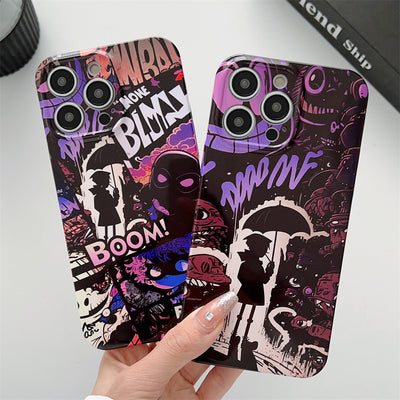 Fashion Black Purple Umbrella Boy 13 Phone Case For iPhone 14