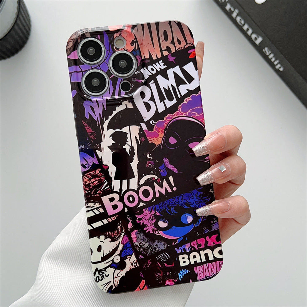 Fashion Black Purple Umbrella Boy 13 Phone Case For iPhone 14