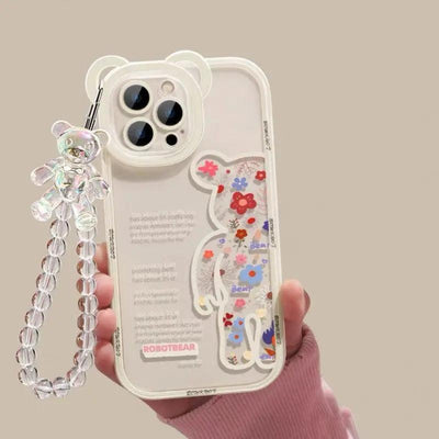 Flower Tide Transparent Pendant Bear Phone Case Online Only