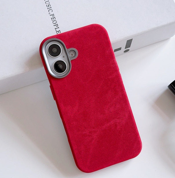 Flannel Magnetic Leather Phone Case For iPhone 16