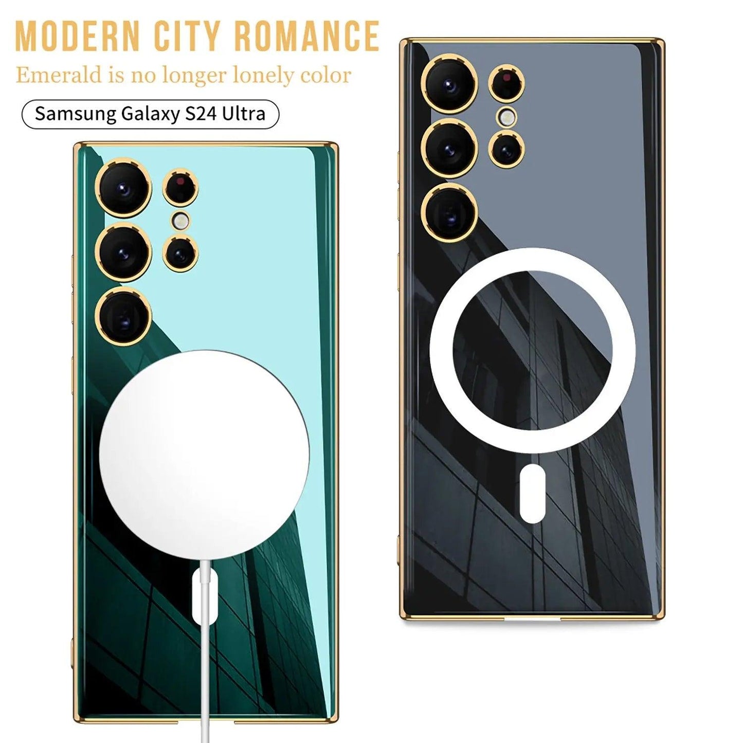 Wireless Charger Circle Magnetic Drop-resistant S24 Ultra-thin Plating Protective Cover Phone Case Online Only