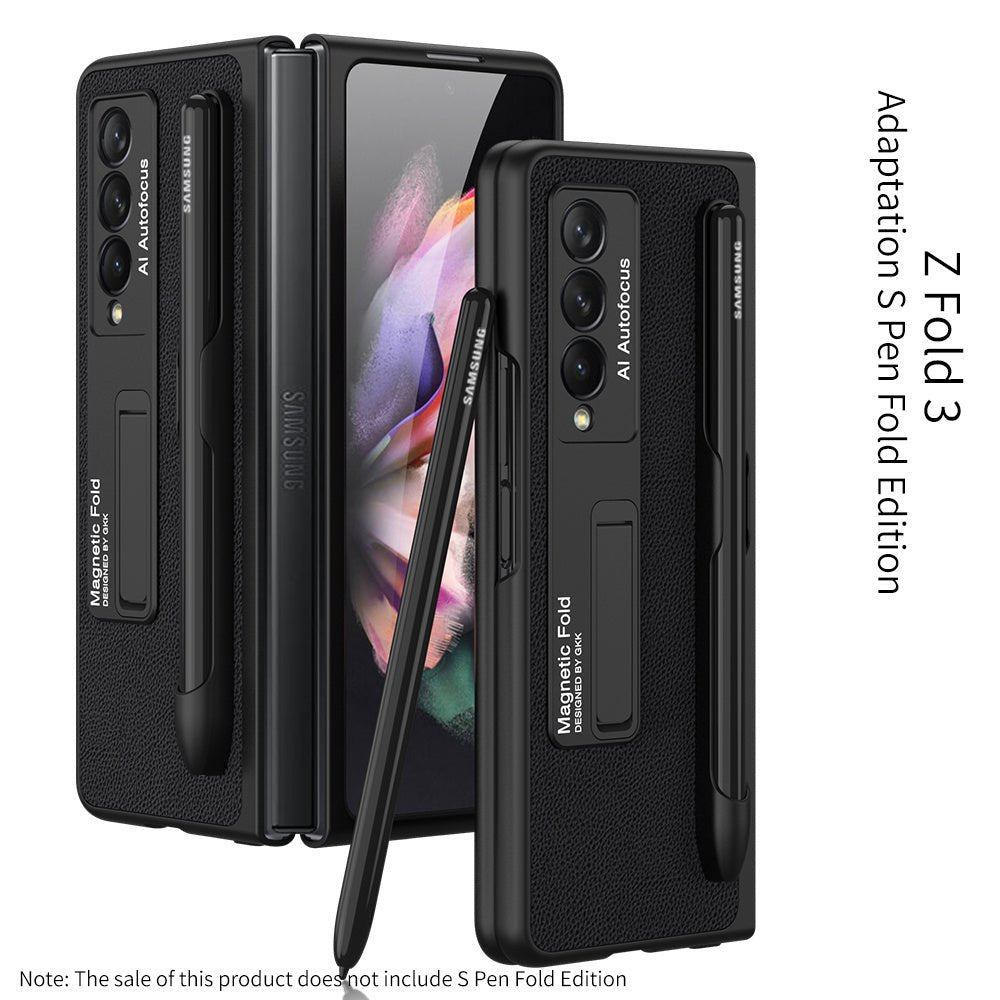 All - inclusive Creative Pen Slot Magnetic Bracket Anti - fall Protective Cover For Samsung Galaxy Z Fold3 - MyMobile