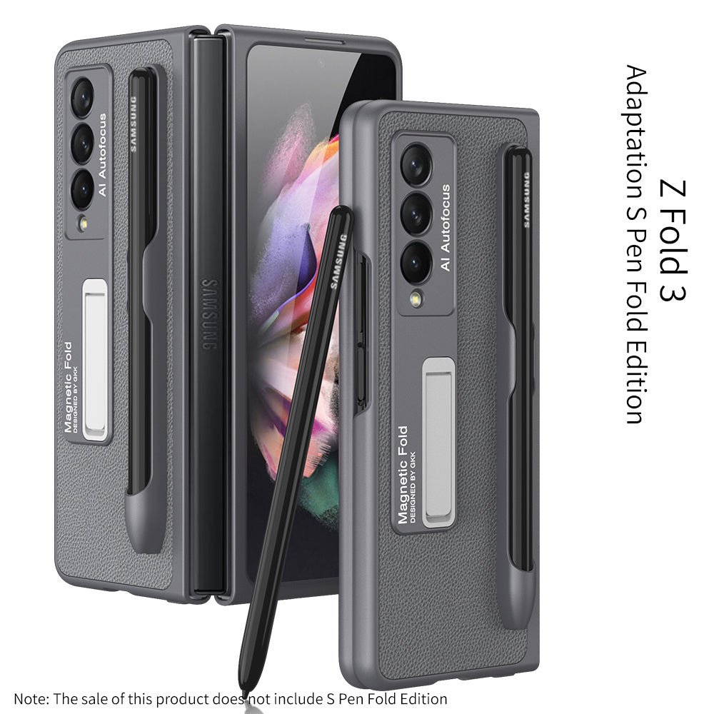 All - inclusive Creative Pen Slot Magnetic Bracket Anti - fall Protective Cover For Samsung Galaxy Z Fold3 - MyMobile