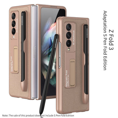 All - inclusive Creative Pen Slot Magnetic Bracket Anti - fall Protective Cover For Samsung Galaxy Z Fold3 - MyMobile