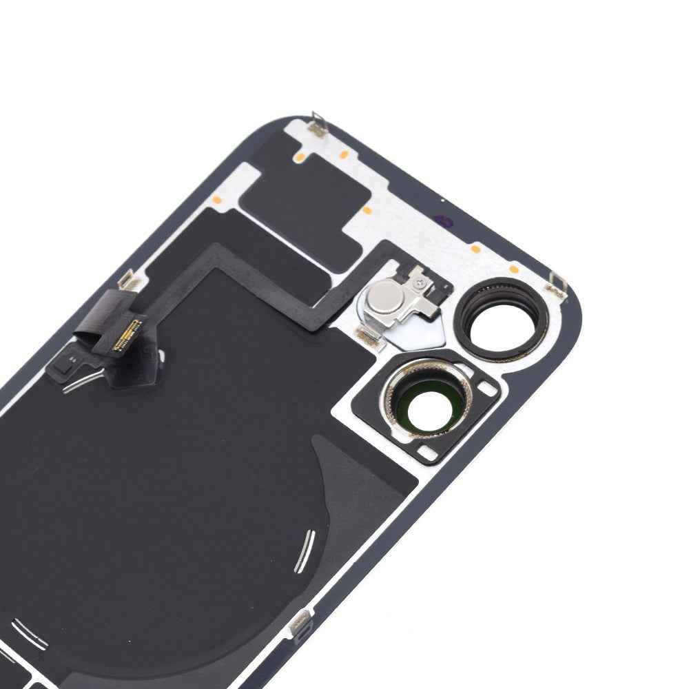 BQ7 Rear Cover Glass with Camera Lens Glass and Wireless NFC Charging with Flash Flex Cable for iPhone 16-White