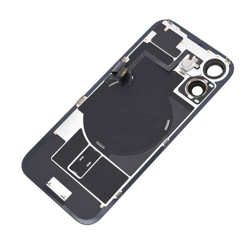 BQ7 Rear Cover Glass with Camera Lens Glass and Wireless NFC Charging with Flash Flex Cable for iPhone 16-White