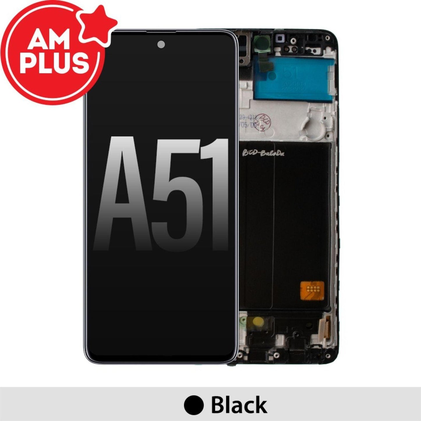 AMPLUS LCD Screen Repair for Samsung Galaxy A51 A515F with Frame - Black - MyMobile