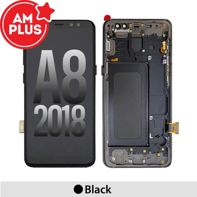 AMPLUS OLED Screen Replacement Digitizer with Frame for Samsung Galaxy A8 (2018) A530F - Black - MyMobile