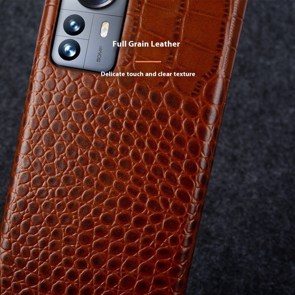 Anti - fingerprint Half Pack Anti - fall Genuine Leather Phone Case For iPhone 16 - MyMobile