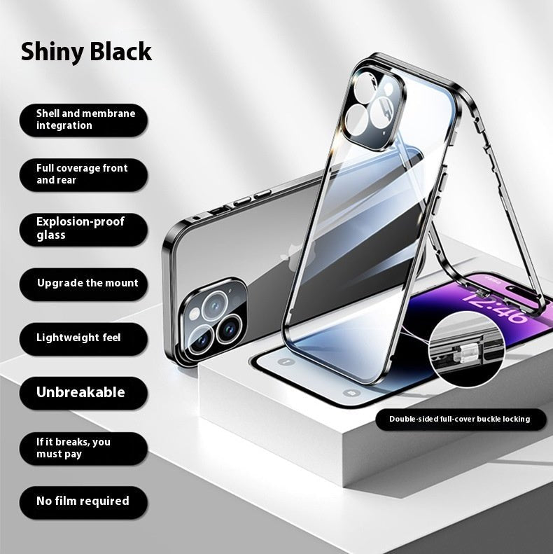 Applicable To 16 Series Double - sided Glass Ultra - thin Magnetic Drop - resistant Phone Case For iPhone 16 - MyMobile