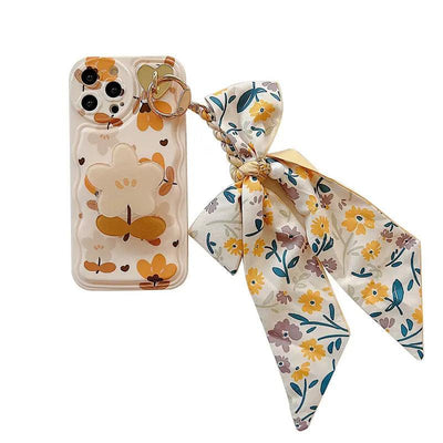 Autumn Leaves And Flowers With Bow Silk Scarf Phone Cases - MyMobile