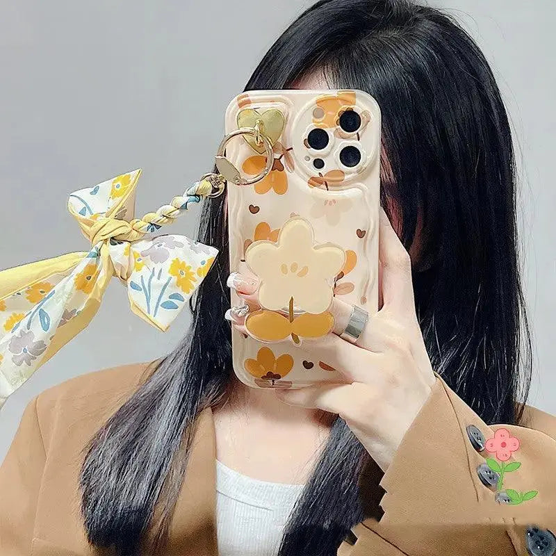 Autumn Leaves And Flowers With Bow Silk Scarf Phone Cases - MyMobile