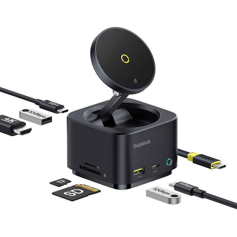 Baseus MagPro Series II 7-in-1 USB-C Hub with 15W Qi2 Wireless Charger