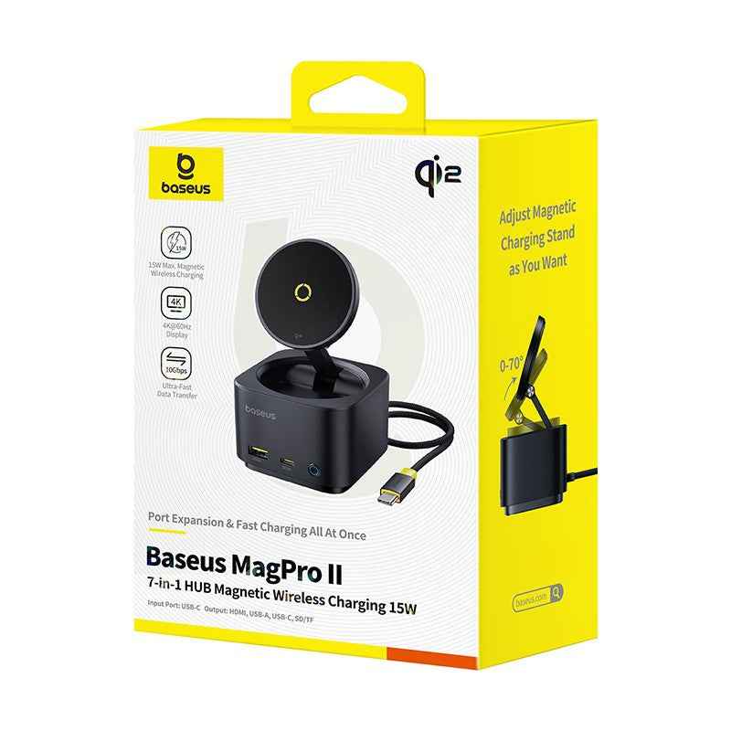 Baseus MagPro Series II 7-in-1 USB-C Hub with 15W Qi2 Wireless Charger