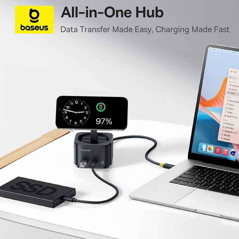 Baseus MagPro Series II 7-in-1 USB-C Hub with 15W Qi2 Wireless Charger