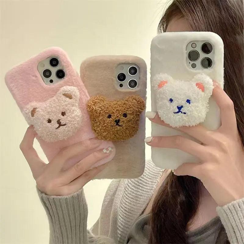 New Cartoon Plush Bear Mobile Phone Case Online Only