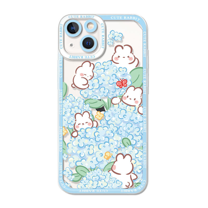 Flowers Rabbit Phone Case Protection Anti-fall For iPhone 15