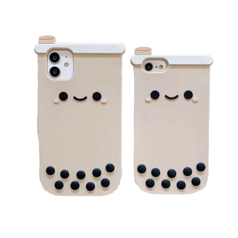 Pearl Milk Tea Silicone Phone Case For iPhone 14