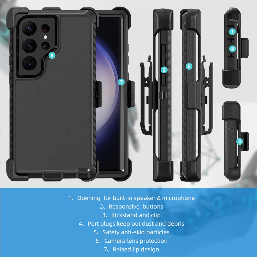 Shockproof Robot Armor Hard Plastic Case Cover with Belt Clip for Samsung Galaxy S24 Ultra