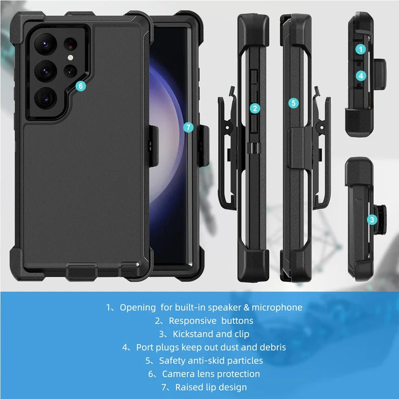 Shockproof Robot Armor Hard Plastic Case with Belt Clip for Samsung Galaxy S23 Ultra