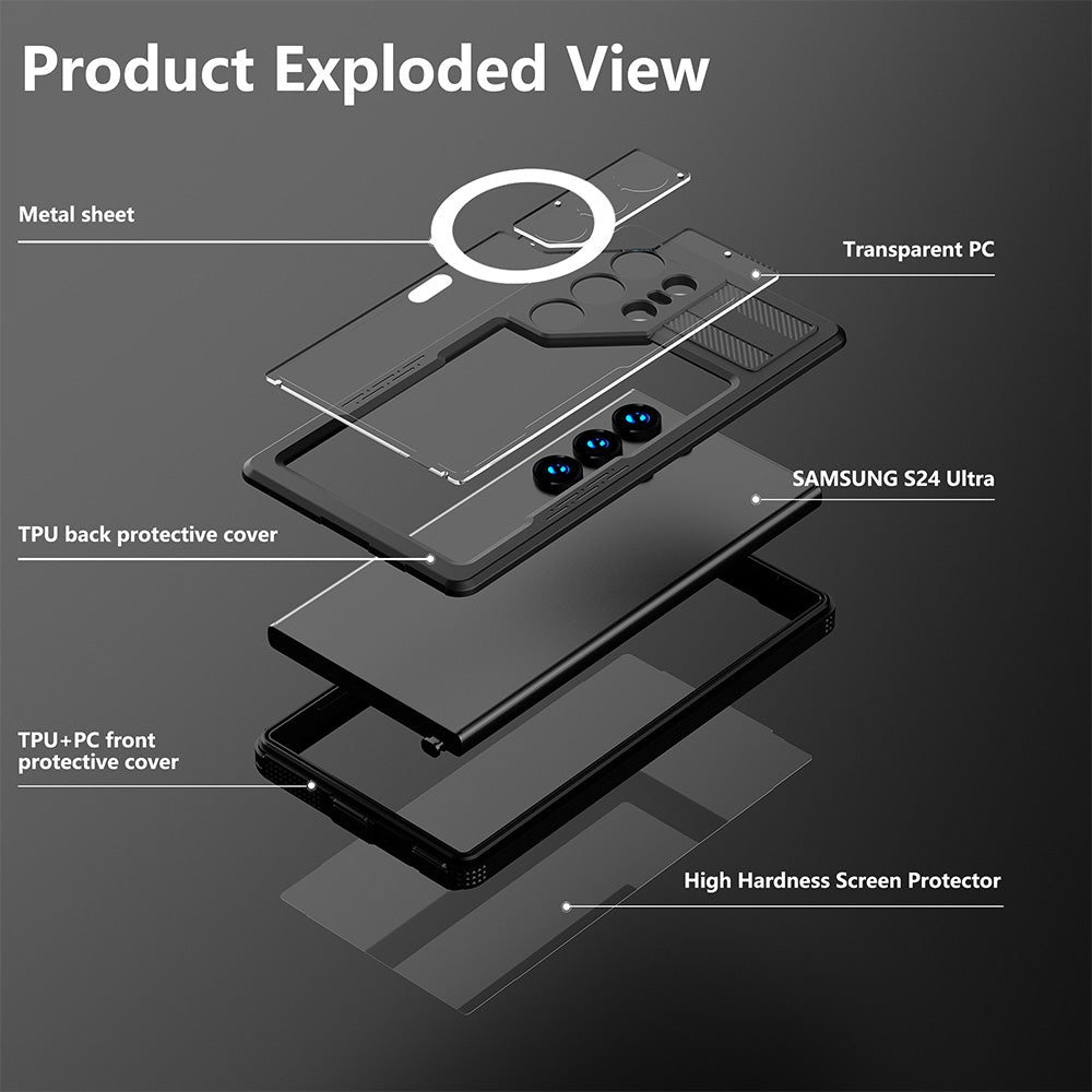 Redpepper Dot+ IP68 Waterproof Case Cover with Magnetic Ring for Samsung Galaxy S24 Ultra