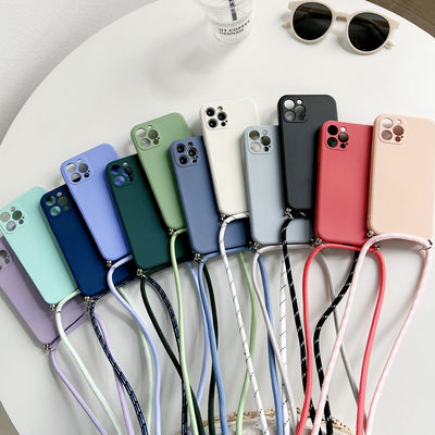 Liquid Silicone Anti Drop Strap Strap Phone Case For iPhone 14