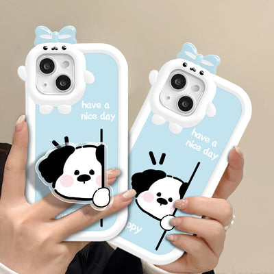 Cartoon Cute Bracket Dummy Dog Mobile Case For iPhone 14