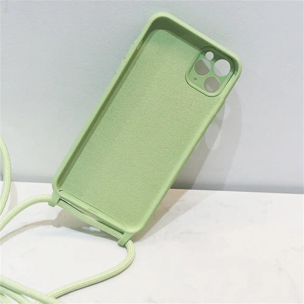 Simple Solid Color Messenger Lanyard Liquid Silicone Fine Hole Mobile Phone Case - MyMobile