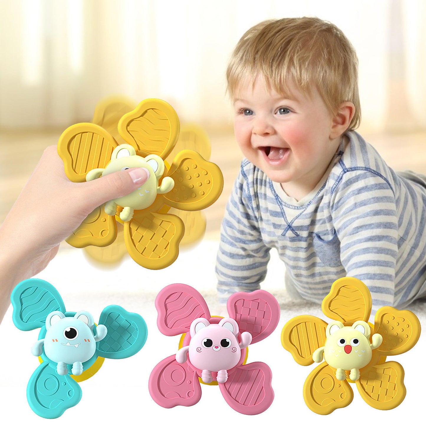 Baby Bath Spinning Top Toy Safe Interesting Baby Bath Toys Animal Hand Spinner Toys With Suction Cups Spin Toy - MyMobile