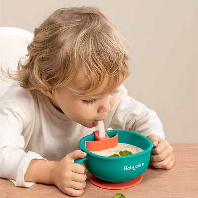 Babycare 3 in 1 Baby Feeding Snack Soup Bowl with Straw Infant Learning Dishes Suction Bowl Handle Tableware Petal Snack Bowl - MyMobile