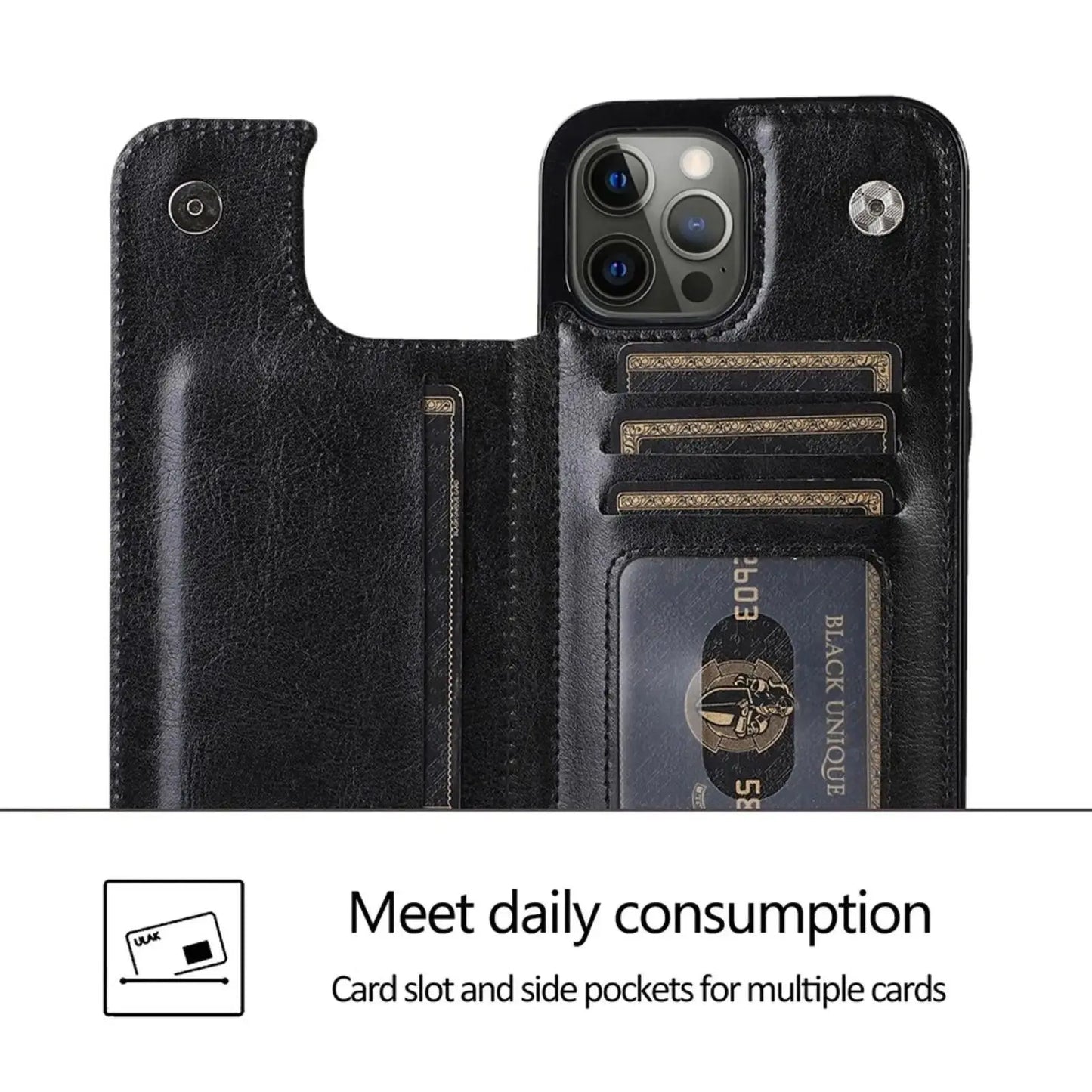 Back Flip Leather Wallet Cover Case For Iphone 14 Pro - MyMobile