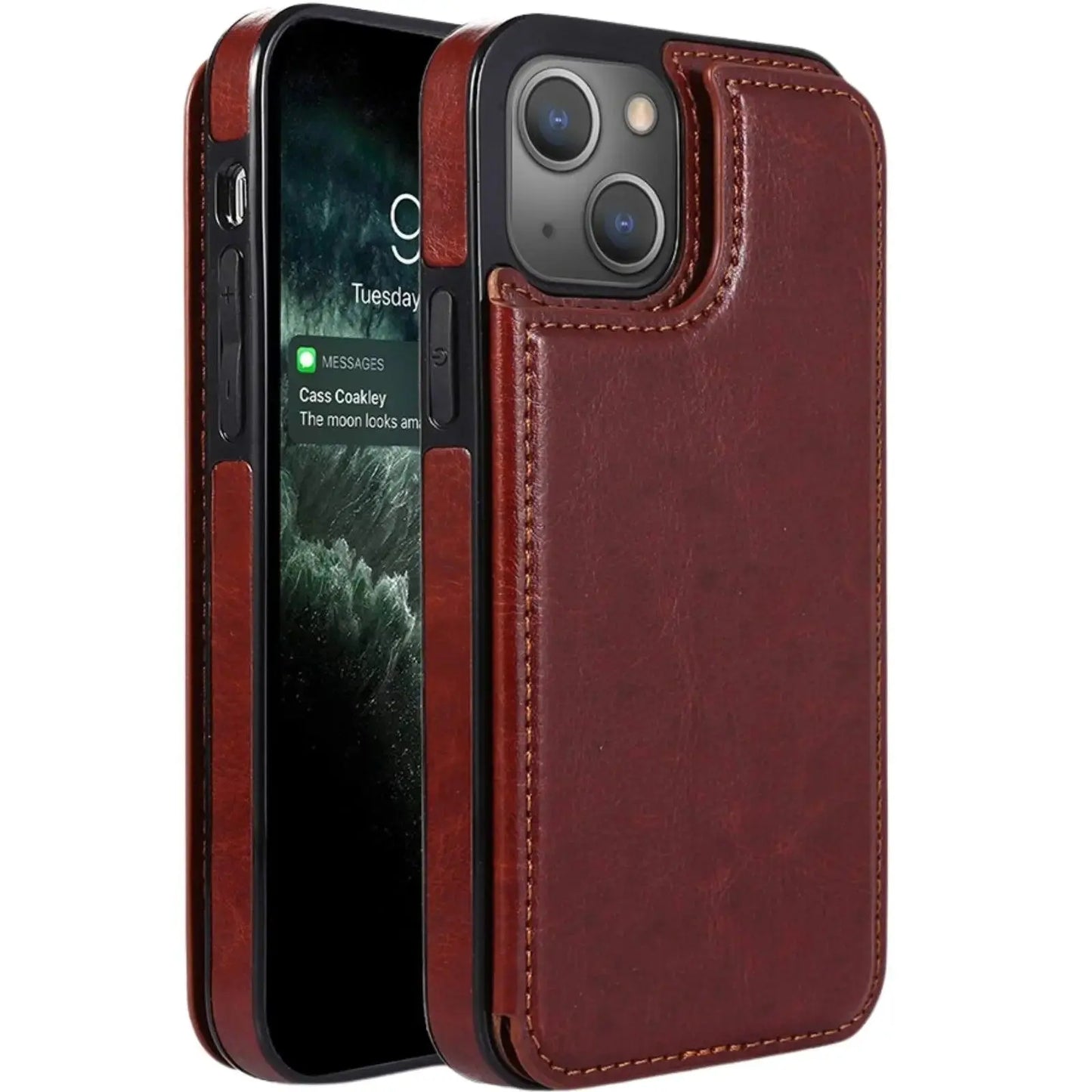 Back Flip Leather Wallet Cover Case for iPhone 15 - MyMobile