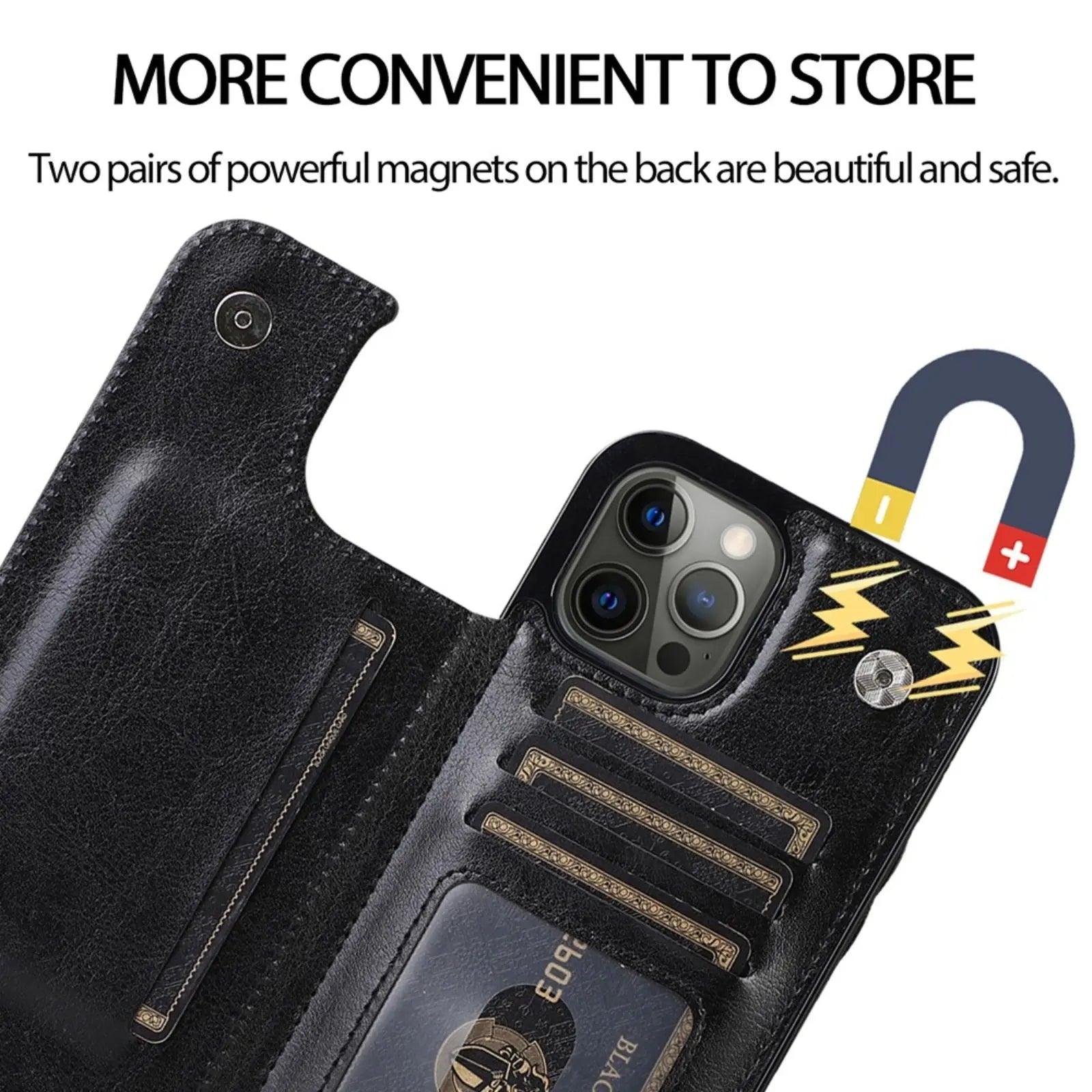 Back Flip Leather Wallet Cover Case for iPhone 15 Pro Max - MyMobile