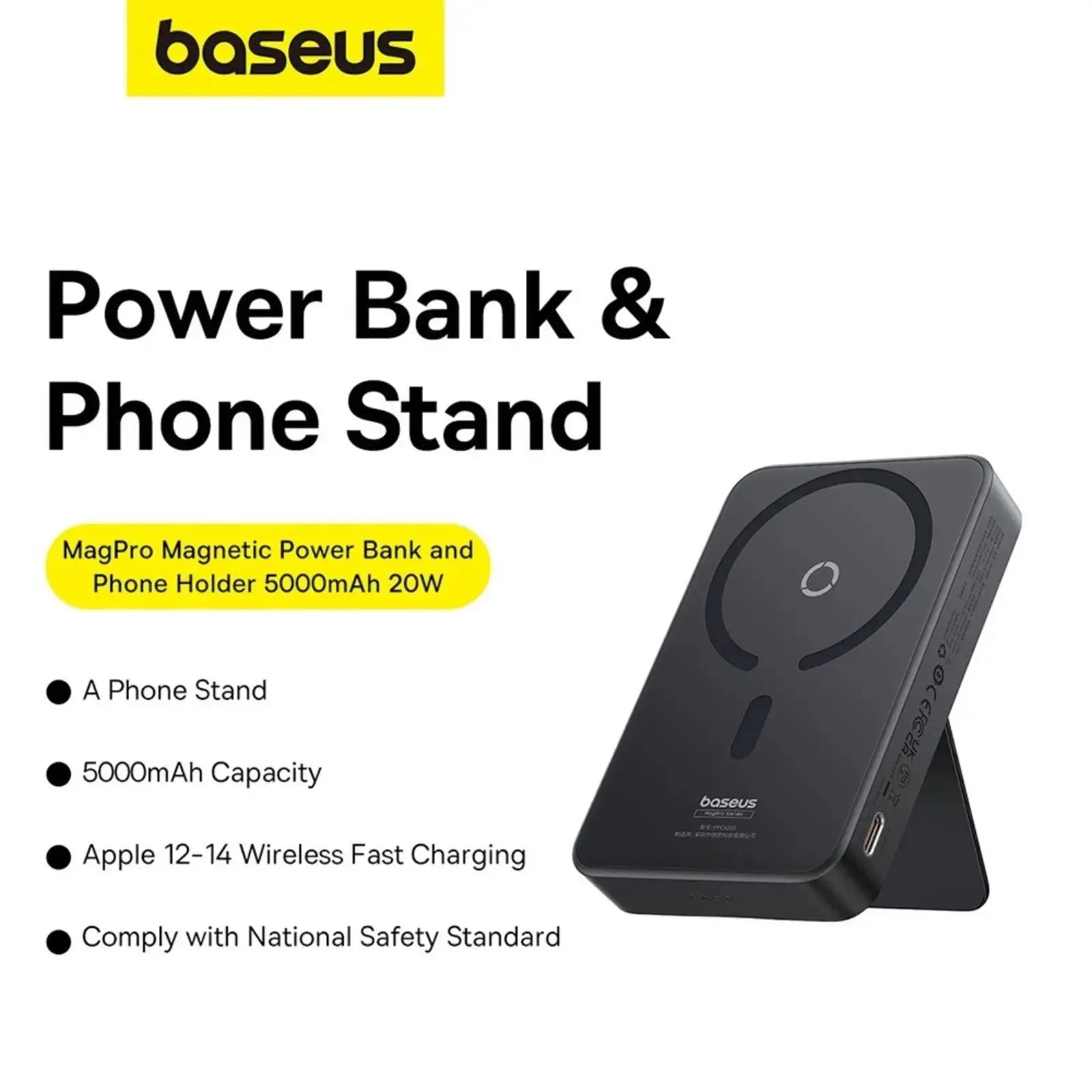 Baseus MagPro Magnetic Standing Wireless Fast - Charging Power Bank 5000mAh 20W - MyMobile