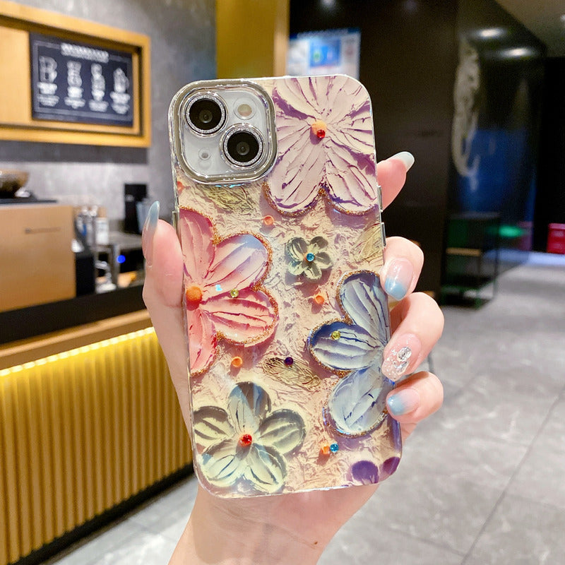 Blue Light Color Flower Phone Case For iPhone 15