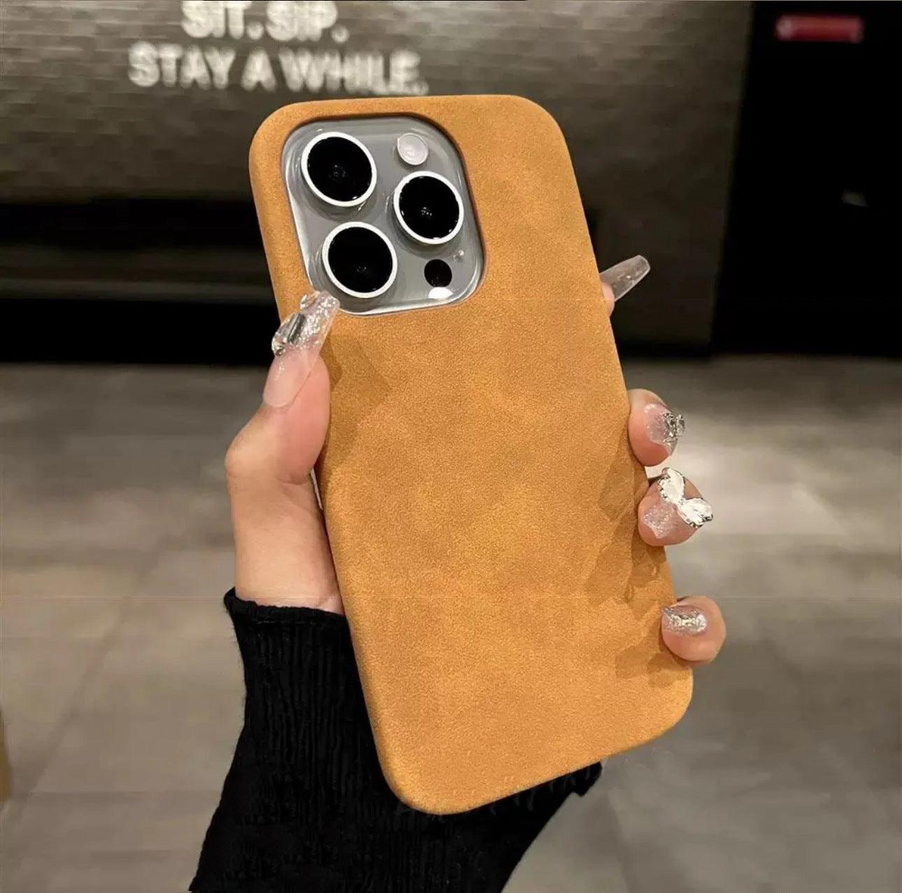 New High-grade Solid Color Suede Phone Case - MyMobile