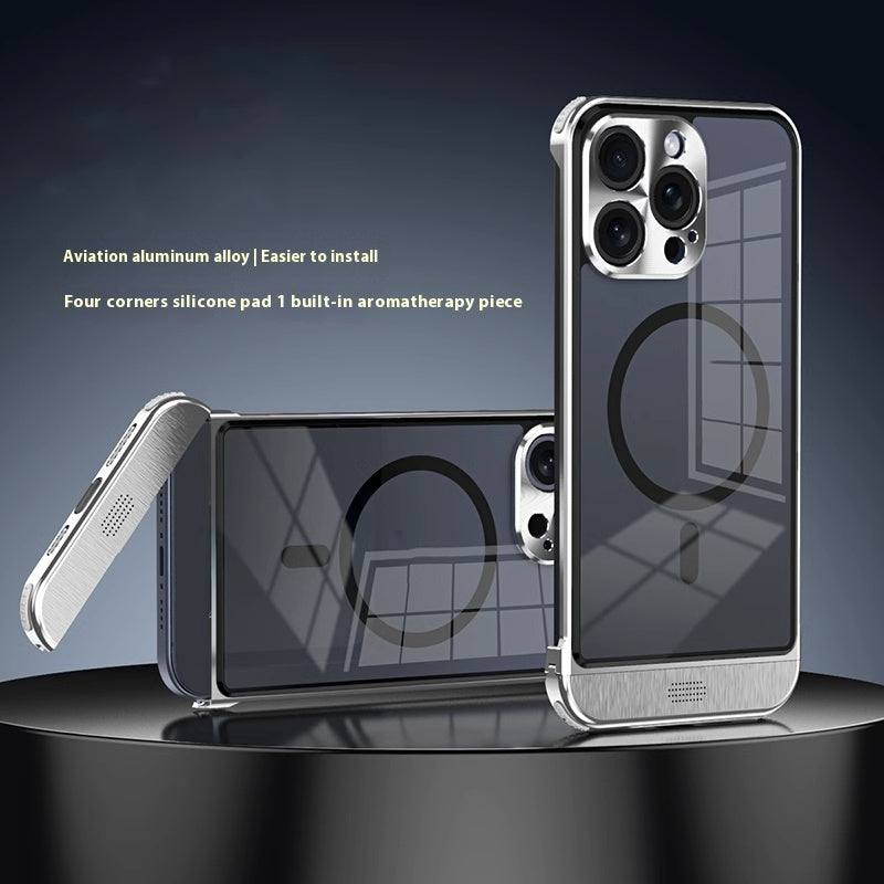 Simple And Breathable Metal Frame Phone Case For iPhone 15