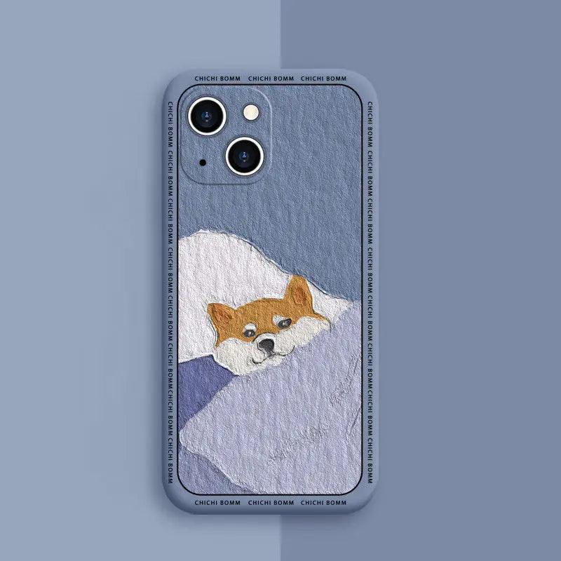 Oil Painting Shiba Inu Couple's Mobile Phone Case Online Only