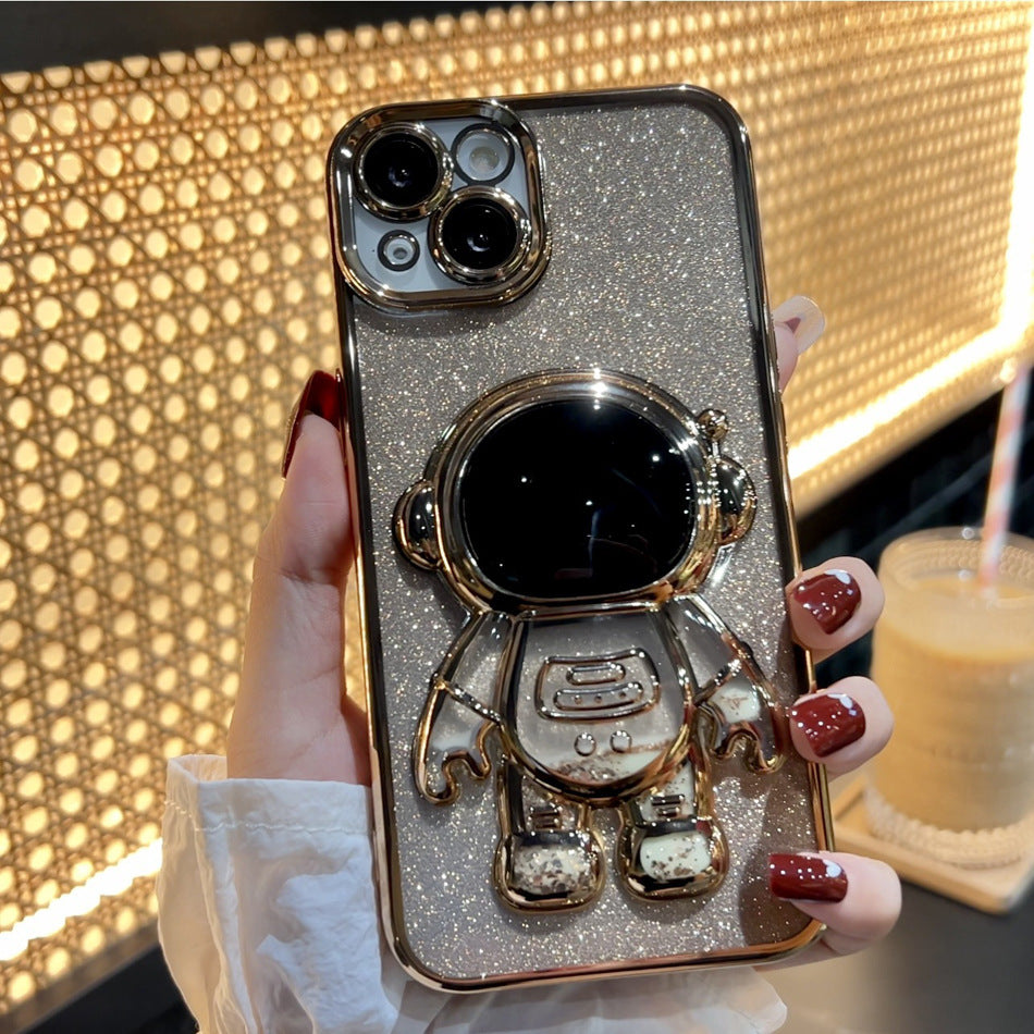 Astronaut Spaceman Quicksand Phone Case Electroplating For iPhone 14