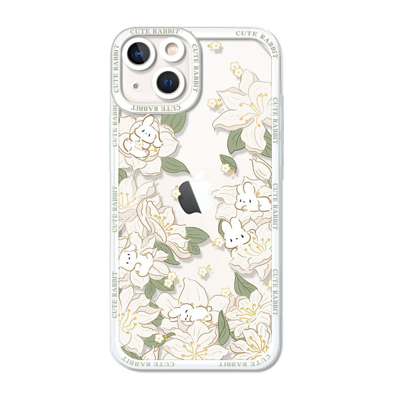 Flowers Rabbit Phone Case Protection Anti-fall For iPhone 15