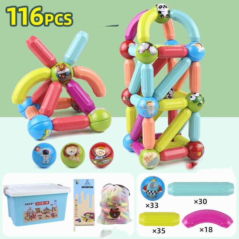 Big Size DIY Magnetic Construction Set Magnetic Rod Building Blocks For Children Toys Gift - MyMobile