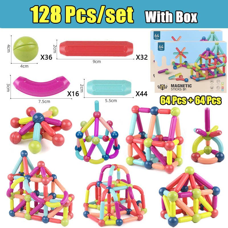 Big Size DIY Magnetic Construction Set Magnetic Rod Building Blocks For Children Toys Gift - MyMobile