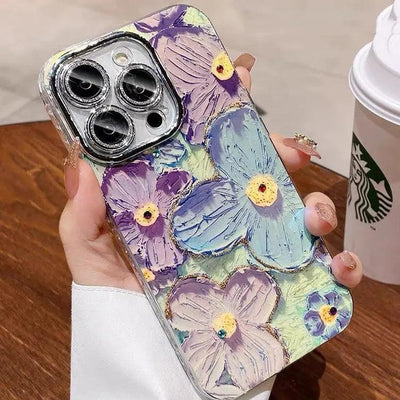 Blue Light Oil Painting Flower Phone Case - MyMobile