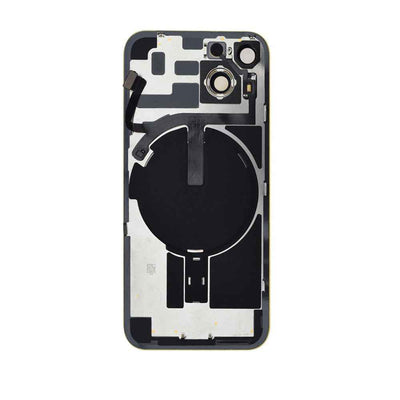 BQ7 Rear Cover Glass with Camera Lens Glass and Wireless NFC Charging with Flash Flex Cable for iPhone 14-Yellow